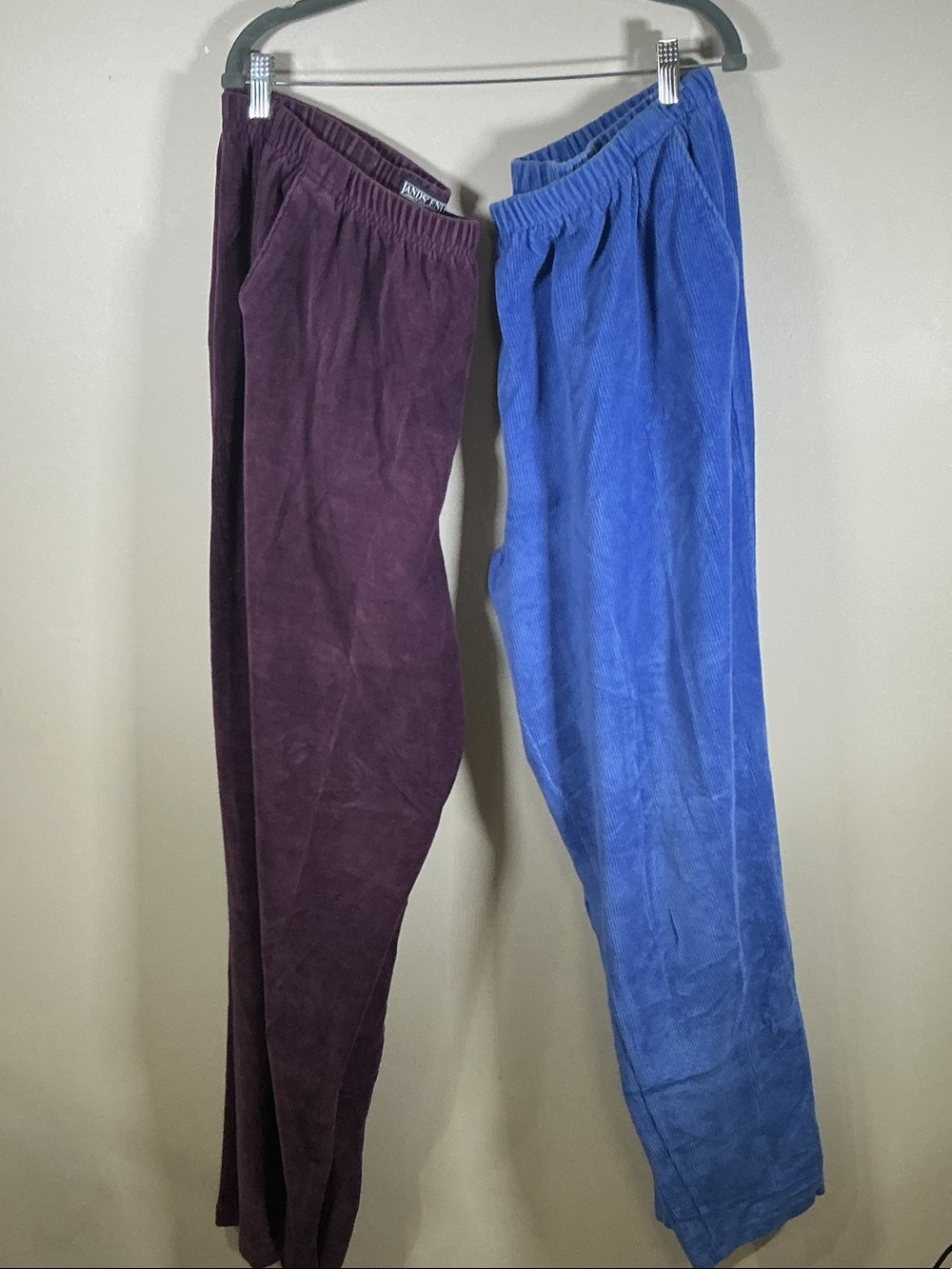 Lands’ End Velour Ribbed Pull On Pants Bundle XL Tall 18/20 Blue & Purple